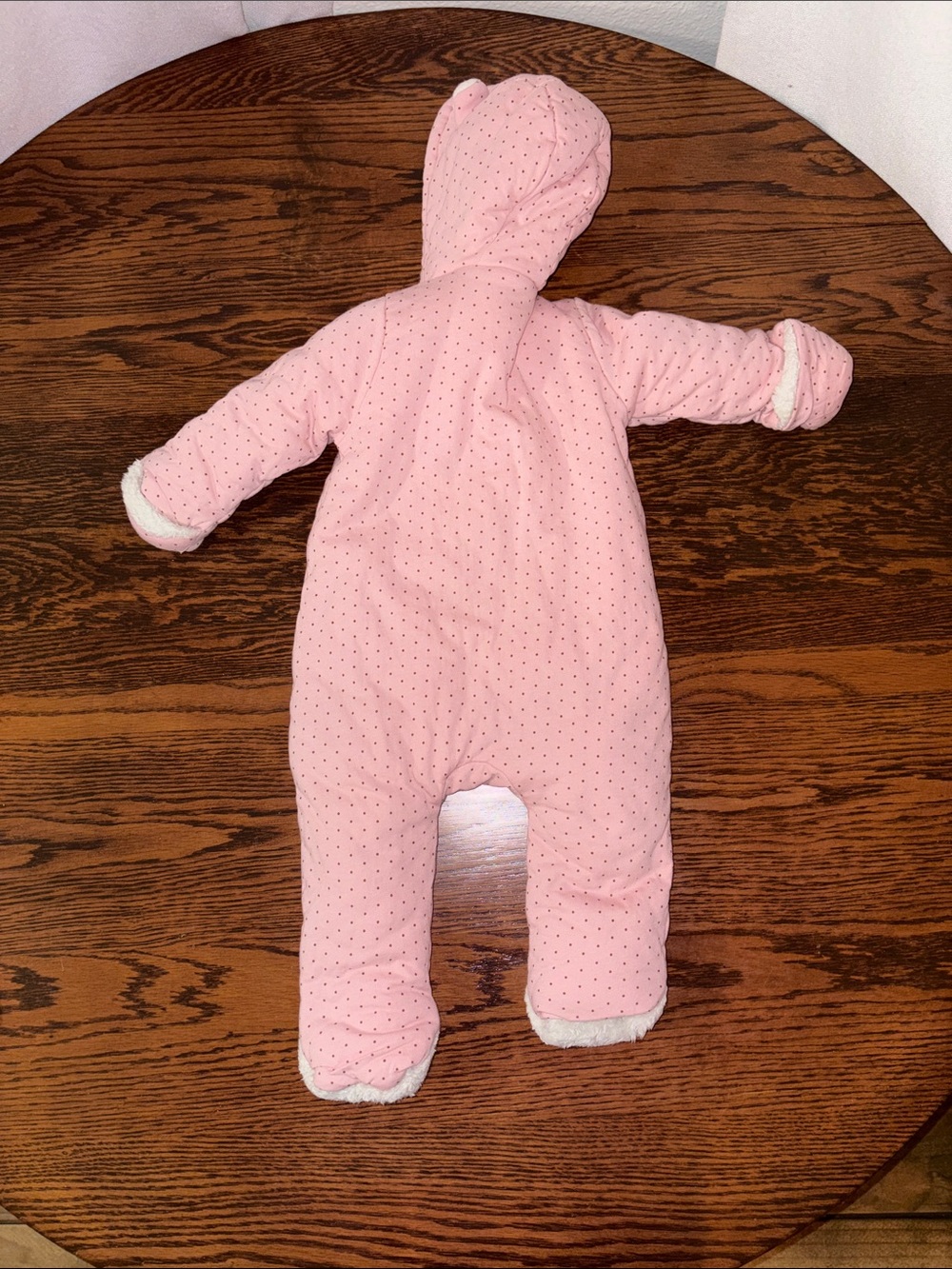 GAP Pink Hooded Baby Snowsuit One-Piece with Tiny Polka Dots - Picture 4 of 4
